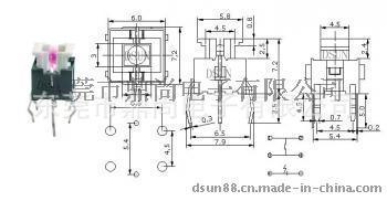供应带灯轻触开关TC-1198贴片电子开关点触电子开关